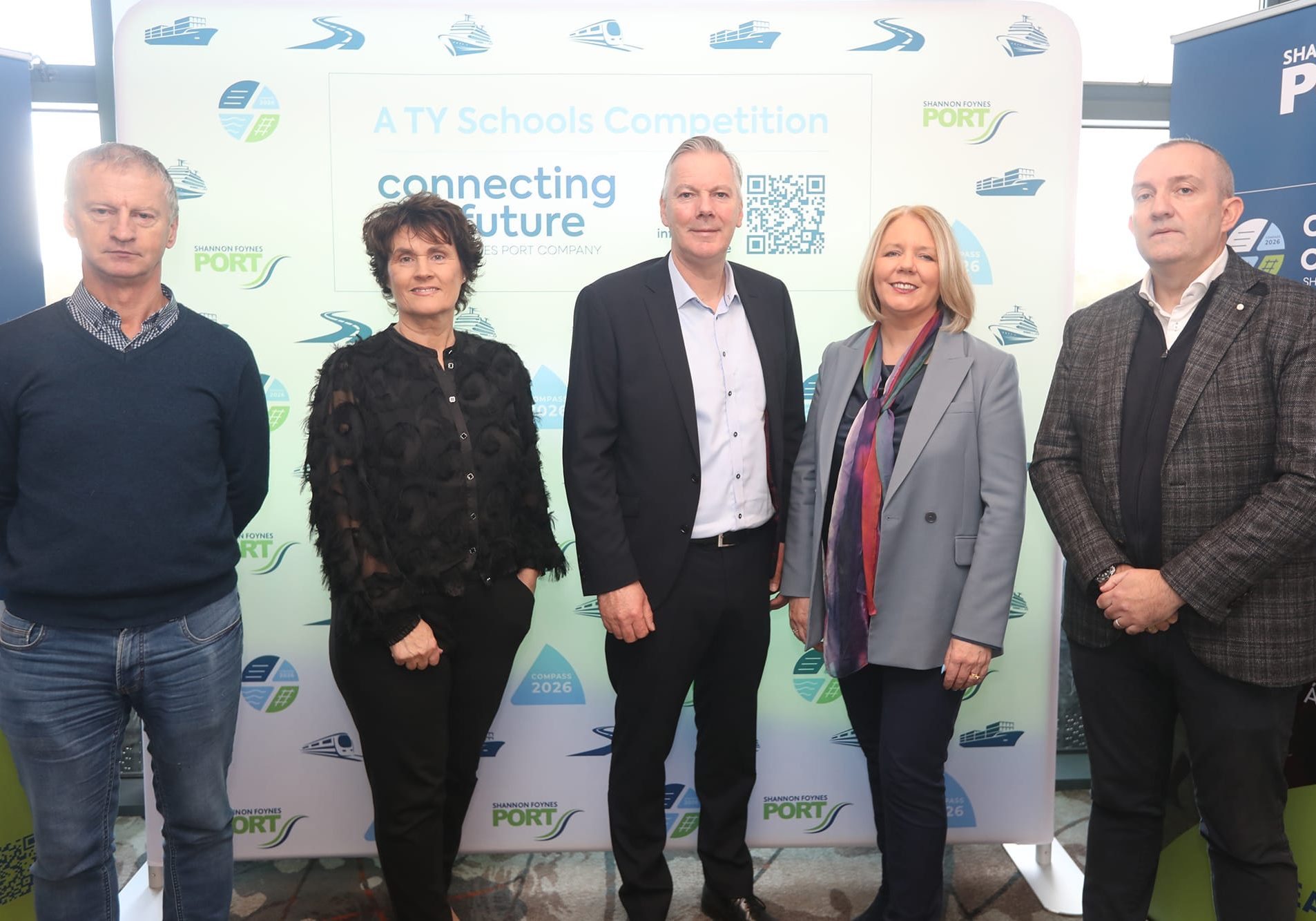 Shannon Foynes Port 

Tom Tracey, Judge, Evelyn Adams,  Pat Keating Chief Executive, Livinia Duggan, Lecturer TUS, and Mike Kennelly, Harbour Master  at the Schools Competition Winners at the Clayton Hotel
Picture Brendan Gleeson