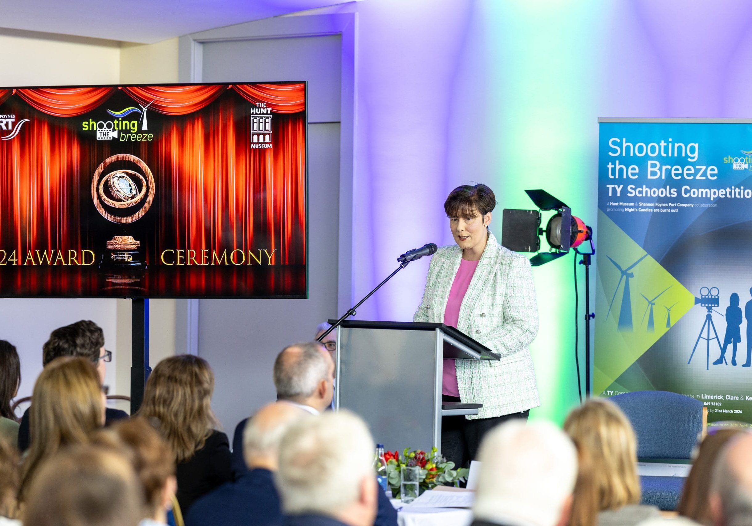 Students ‘Shoot the Breeze’ as a sustainable new world from west coast wind energy is set out in Shannon Foynes Port competition
Innovation, team-work and hard work of students stand out as eyes are wide opened to Shannon Estuary and west coast wind potential

The future is in safe hands and very much about sustainability, Shannon Foynes Port Chief
Executive Pat Keating stated as he applauded students from across the Shannon Estuary for their
vision for the future at the 4 th Compass schools competition final.
Hosted at the newly renovated Foynes Flying Boat and Maritime Museum at the weekend, the
competition, themed ‘Shooting the Breeze’, saw five schools shortlisted for the grand final set out
their vision for a future entirely powered from renewable energy by harvesting our infinite wind
supply off the west coast through floating wind energy.
Pic Arthur Ellis